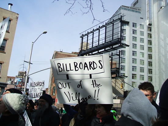 Villagers protest billboards
