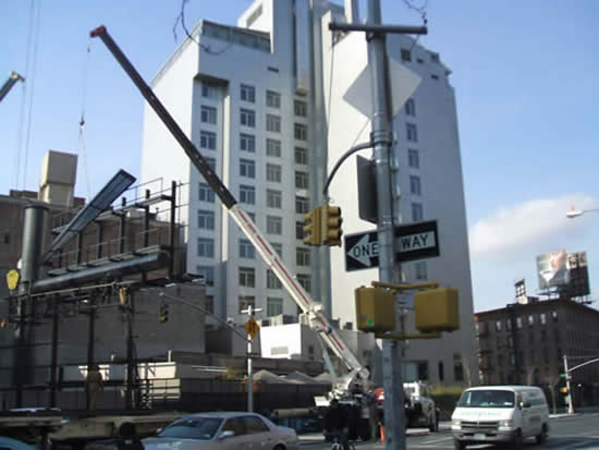 billboard stucture going up on the Hotel Gansevoort