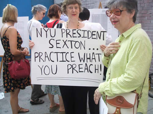 protesters at rally against proposed NYU Dorm
