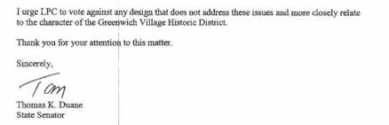 letter from Senator Duane page 2