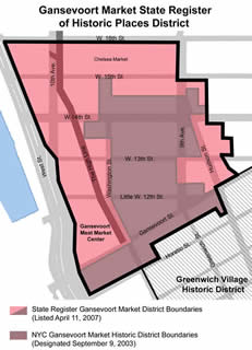 Gansevoort National Register and City district map